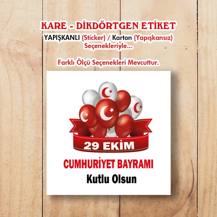 Kare Etiket 197 - 29 EKİM CUMHURİYET BAYRAMI TASARIM
