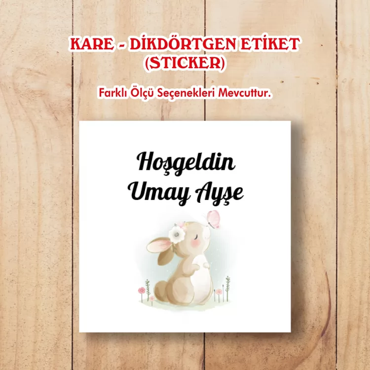Kare Etiket 201 - Tavşan Tasarım Sticker