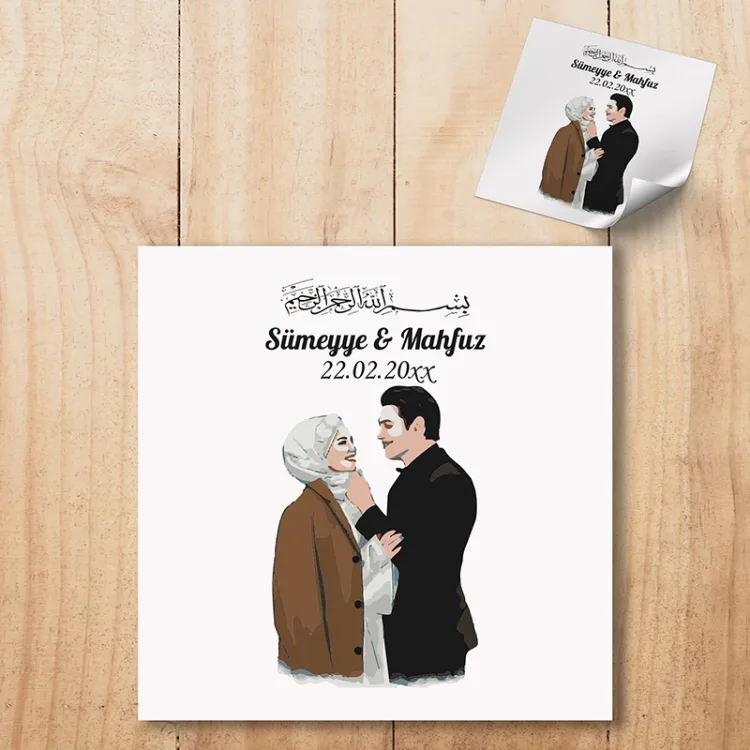 Kare Etiket 010 - Tesettürlü Gelin Tasarım Sticker