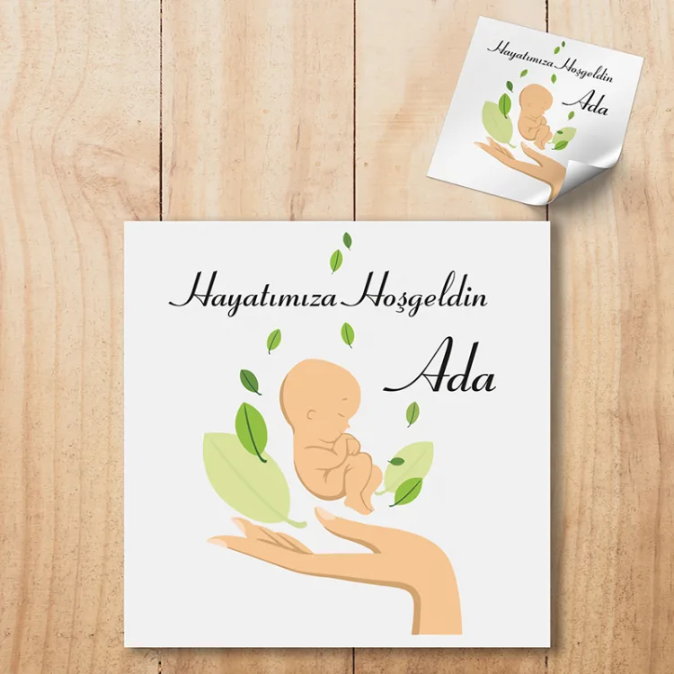 Kare Etiket 011 - Yenidoğan Bebek Tasarım Sticker