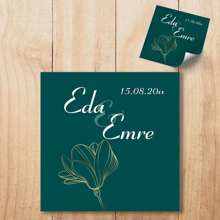 Kare Etiket 013 -  Düğün Hatırası Sticker