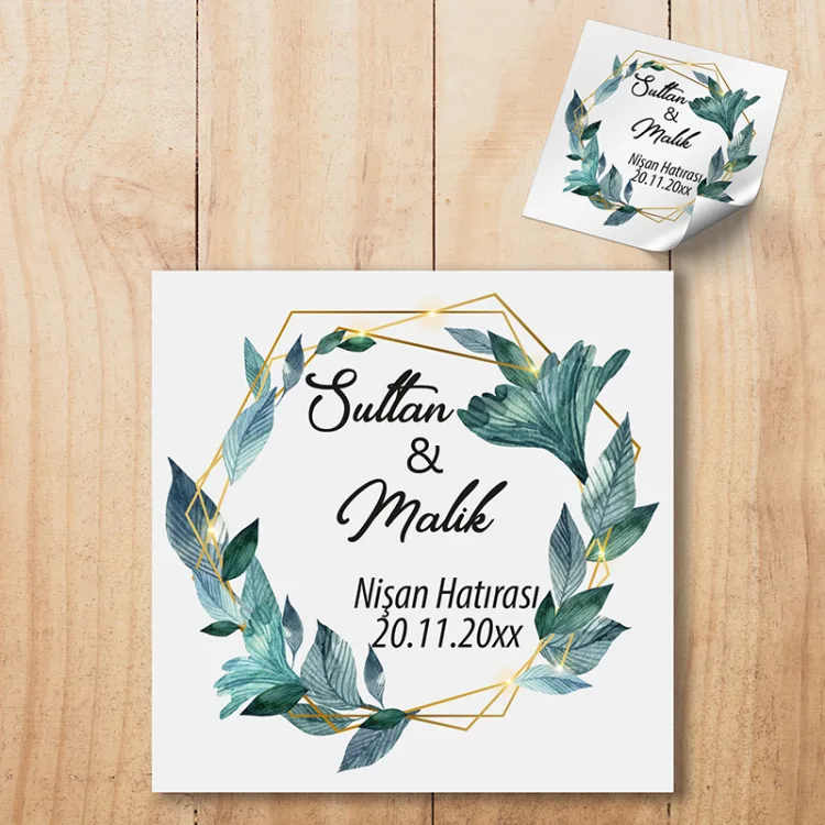 Kare Etiket 023 - Nişan, Düğün Hatırası Sticker