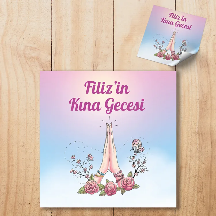 Kare Etiket 024 - Kına Gecesi Tasarım Etiket