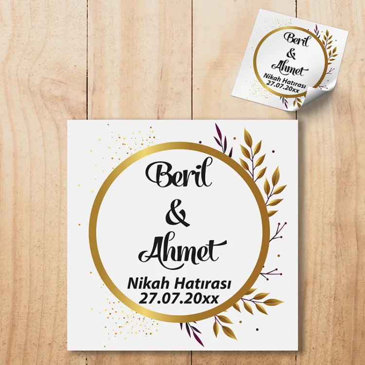 Kare Etiket 026 - Yaprak Tasarım Sticker