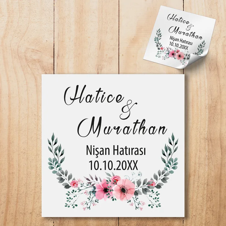 Kare Etiket 029 - Düğün, Nişan, Söz Hatırası Sticker