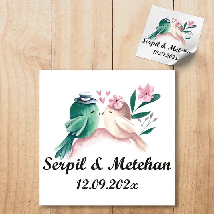 Kare Etiket 033 - Kuş Tasarım Sticker