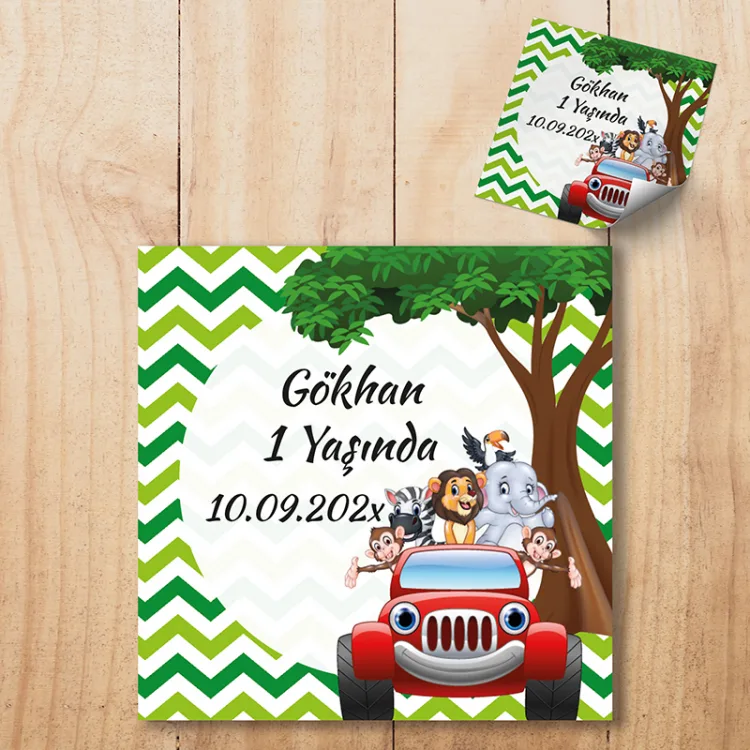 Kare Etiket 086 - Safari Tasarım Etiket