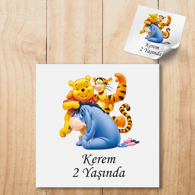 Kare Etiket 095 - Winnie-the-pooh Tasarım Sticker 