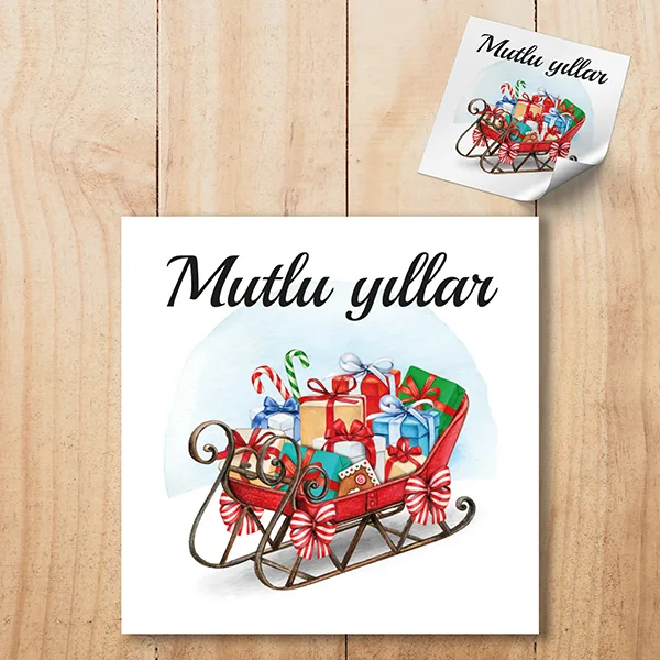 Kare Etiket 133 - Mutlu Yıllar - Yılbaşı - Yeni Yıl Tasarım Sticker