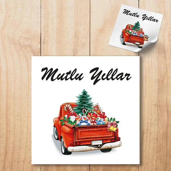Kare Etiket 136 - Mutlu Yıllar - Yılbaşı - Yeni Yıl Tasarım Sticker