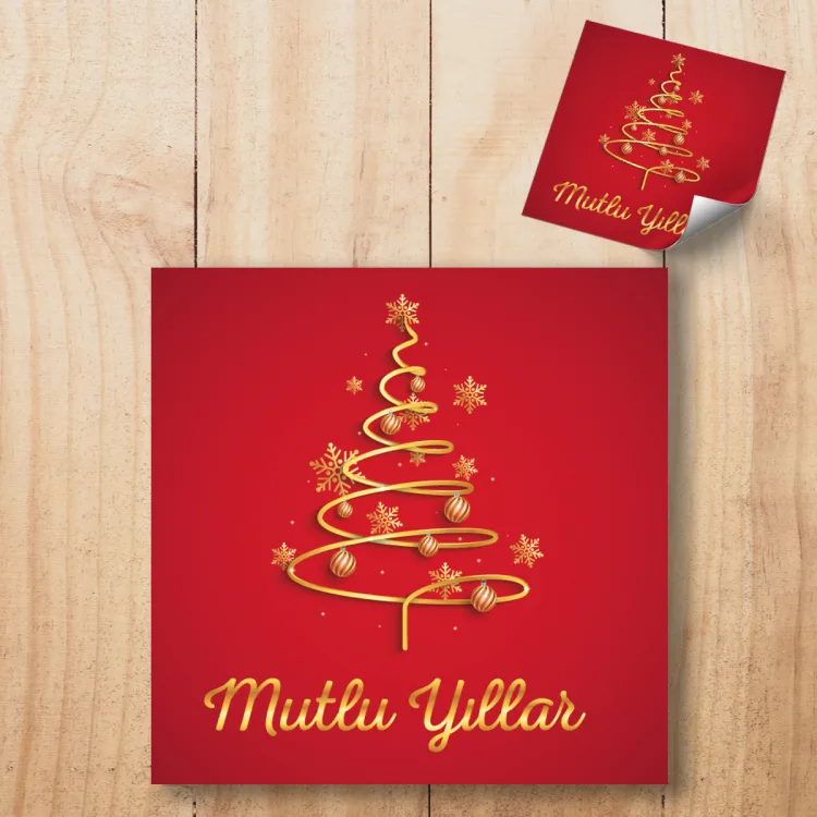 Kare Etiket 143 - Mutlu Yıllar - Yılbaşı - Yeni Yıl Tasarım Sticker