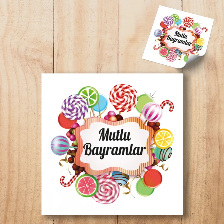 Kare Etiket 160 - Bayram Etiketi - Mutlu Bayramlar