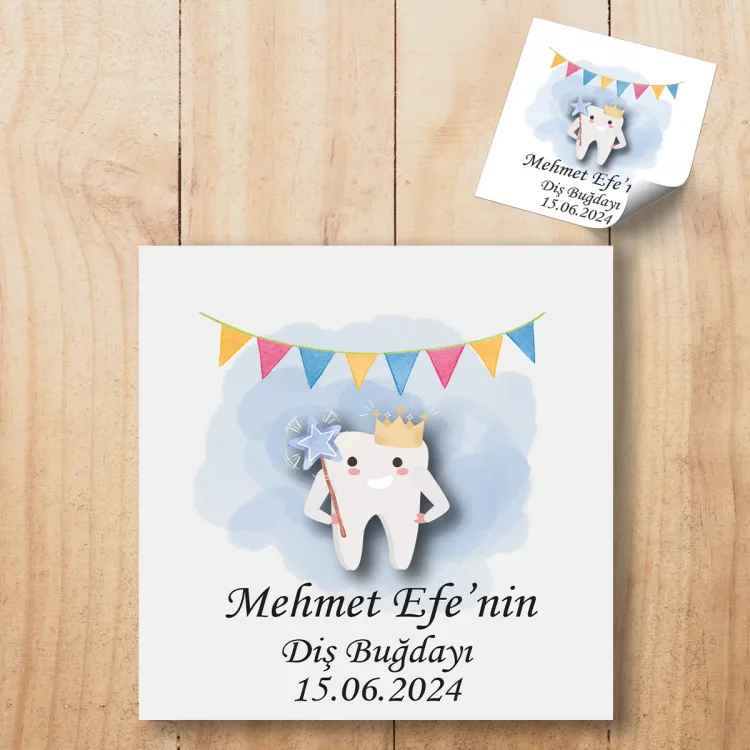Kare Etiket 164 - Diş Buğdayı Tasarım Sticker