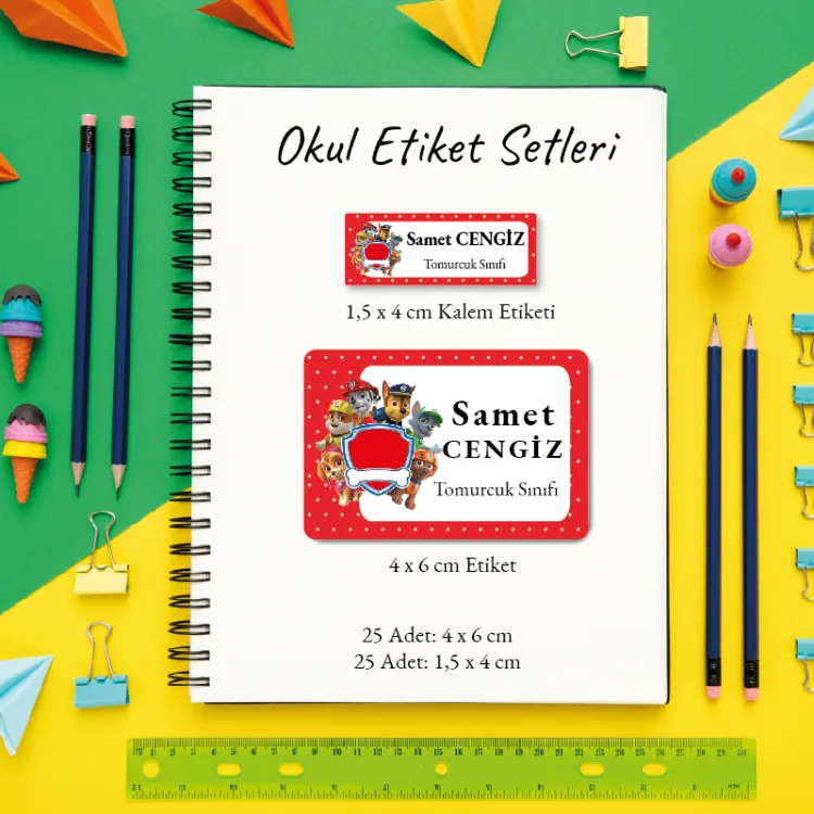 Okul Etiketi + Kalem Etiketi Set 002