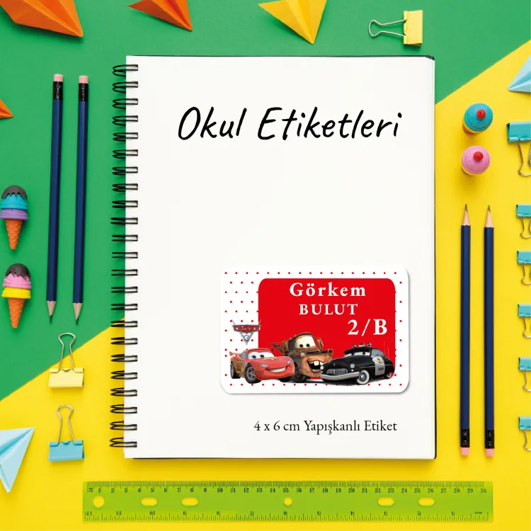 Okul Etiketi 003 - Arabalar Tasarım