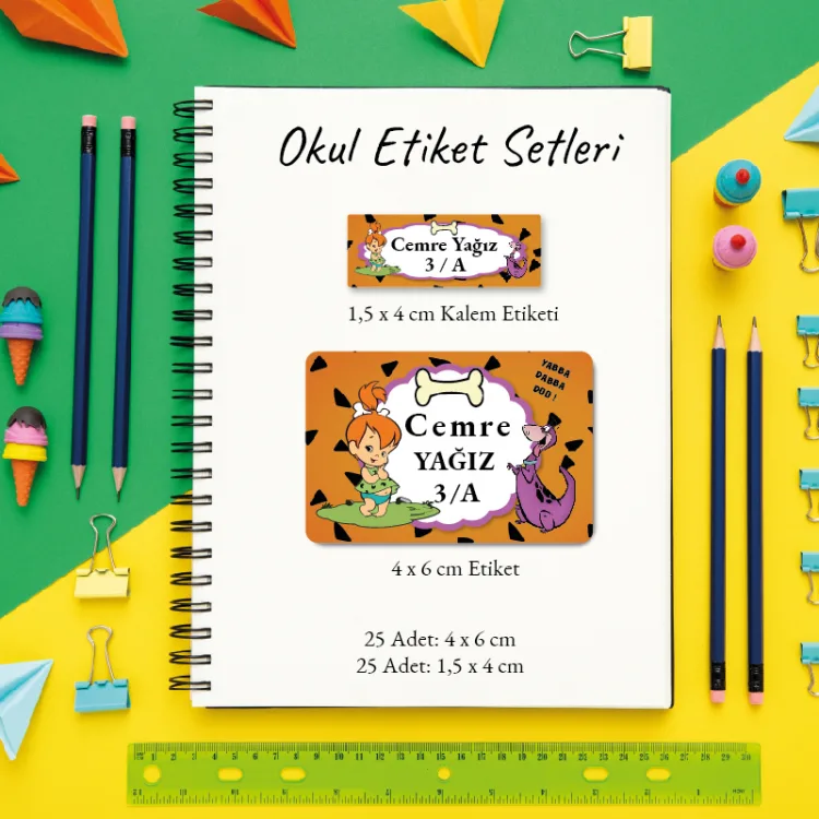 Okul Etiketi + Kalem Etiketi Set 006 - Çakıl Taşı Tasarım