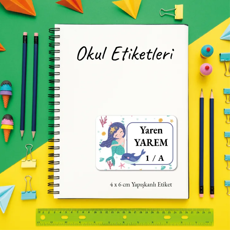 Okul Etiketi 015 - Deniz Kızı Tasarım