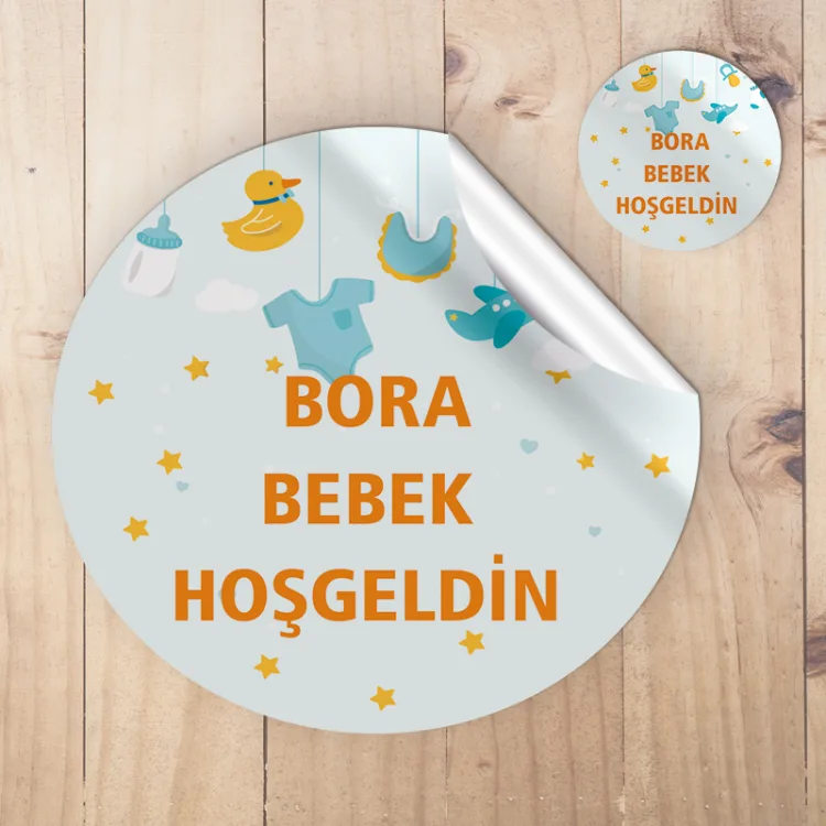 Yuvarlak Etiket 003 - Yeni Doğan Bebek Tasarım