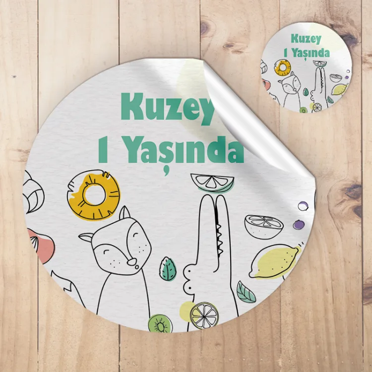 Yuvarlak Etiket 020 - Hayvan Konseptli