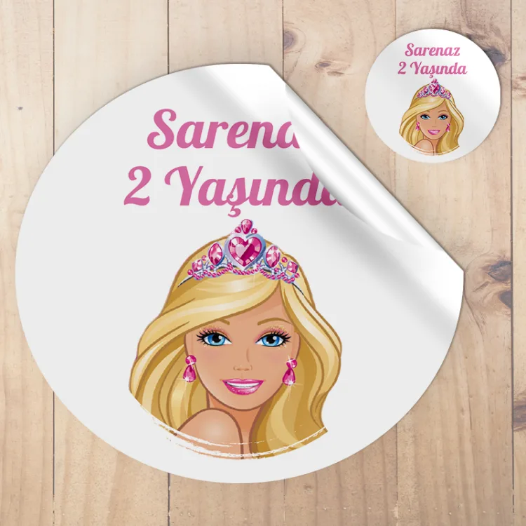 Yuvarlak Etiket 092 - Barbie Temalı