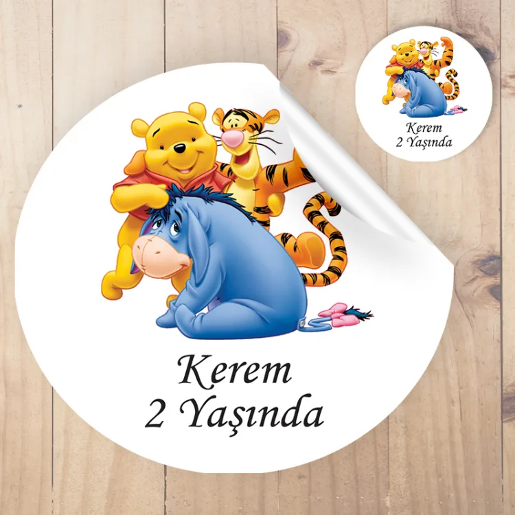 Yuvarlak Etiket 095 - winnie the pooh Tasarım