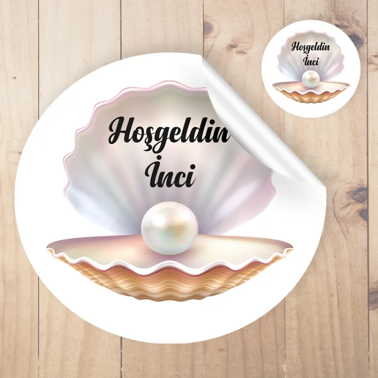 Yuvarlak Etiket 104 - İnci Temalı Etiket