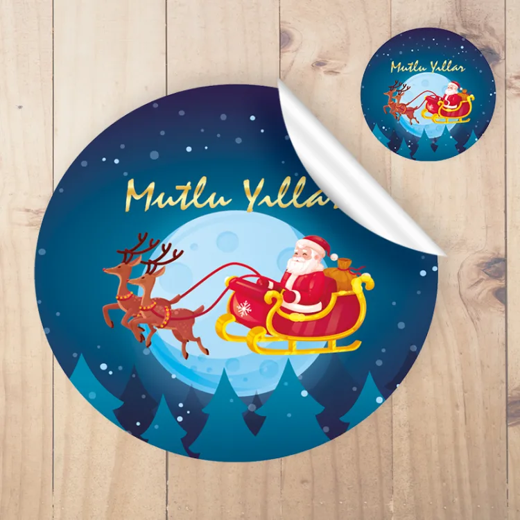 Yuvarlak Etiket 129 - Mutlu Yıllar - Yılbaşı - Yeni Yıl Tasarım Sticker
