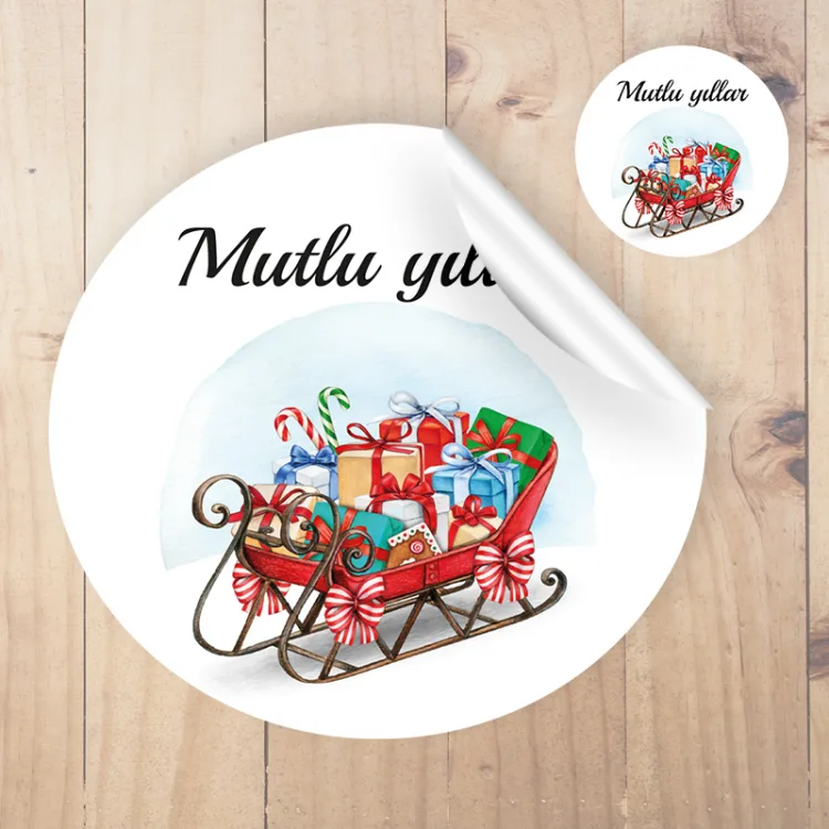 Yuvarlak Etiket 133 - Mutlu Yıllar - Yılbaşı - Yeni Yıl Tasarım Sticker