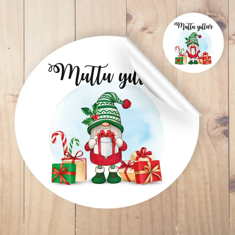 Yuvarlak Etiket 134 - Mutlu Yıllar - Yılbaşı - Yeni Yıl Tasarım Sticker