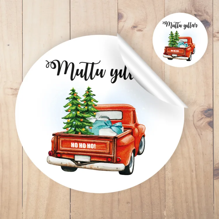 Yuvarlak Etiket 135 - Mutlu Yıllar - Yılbaşı - Yeni Yıl Tasarım Sticker