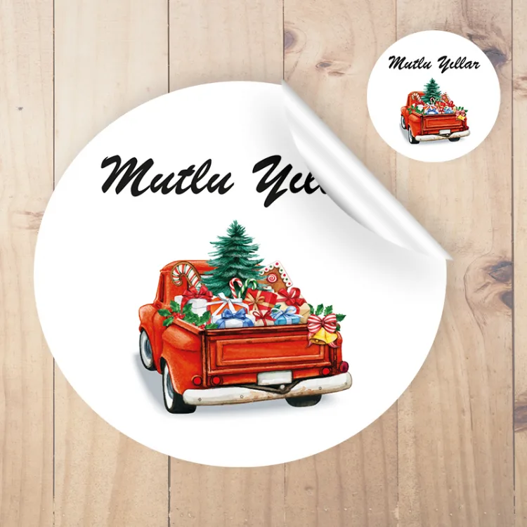 Yuvarlak Etiket 136 - Mutlu Yıllar - Yılbaşı - Yeni Yıl Tasarım Sticker