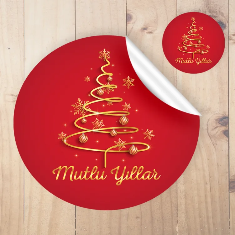 Yuvarlak Etiket 143 - Mutlu Yıllar - Yılbaşı - Yeni Yıl Tasarım Sticker