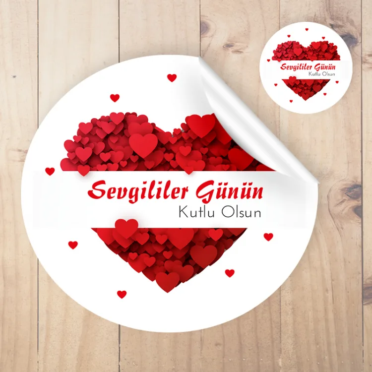 Yuvarlak Etiket 149 - 14 Şubat Sevgililer Günü Temalı