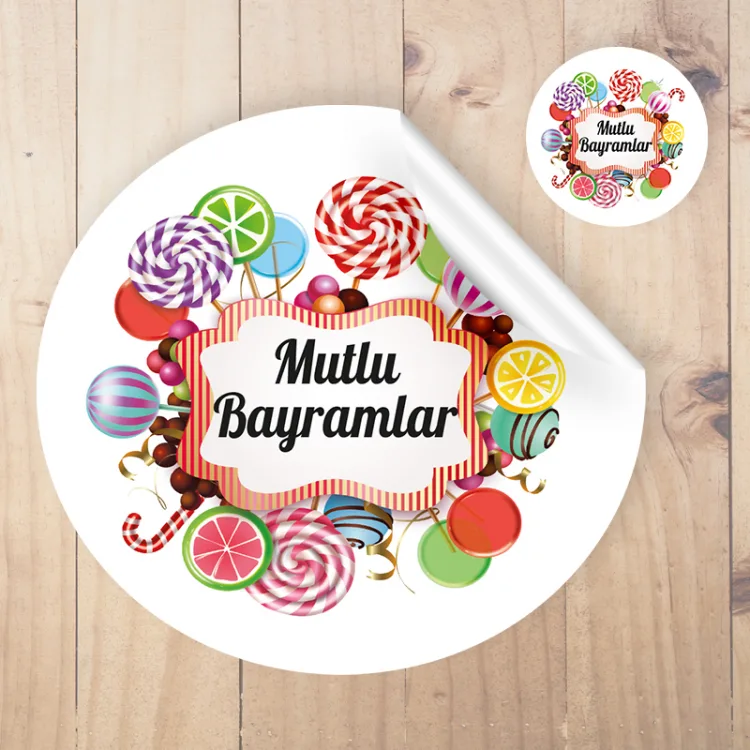 Yuvarlak Etiket 160 - Mutlu Bayram Etiketi