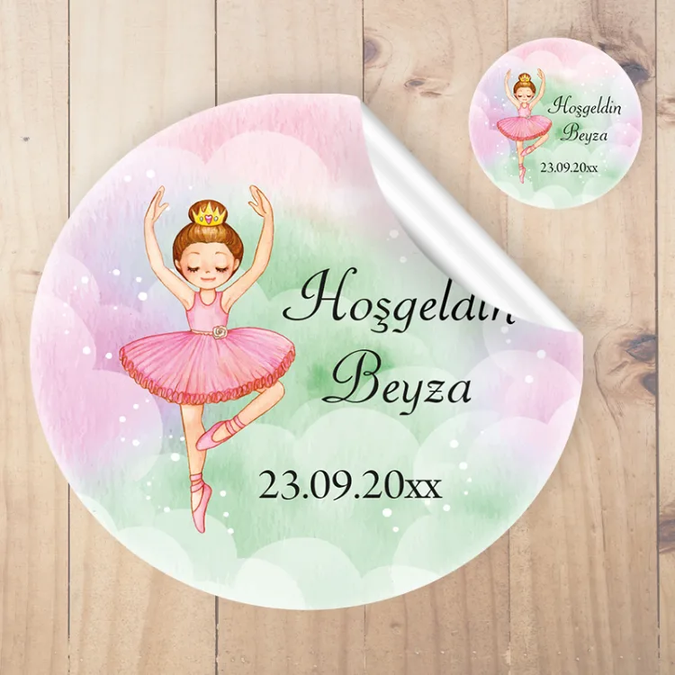 Yuvarlak Etiket 172 - Balerin Tasarım Sticker