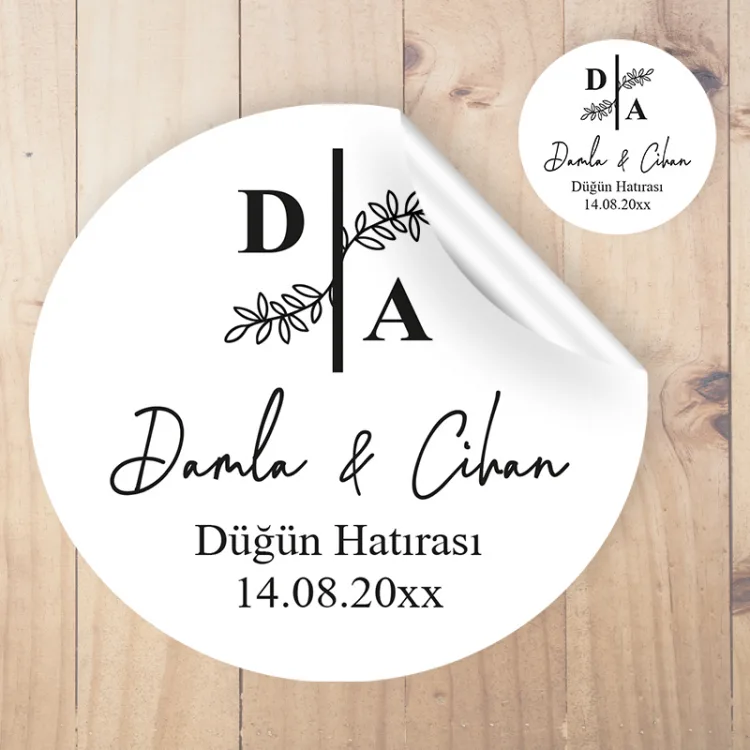 Yuvarlak Etiket 180 - Söz, Nişan, Düğün Tasarım Sticker