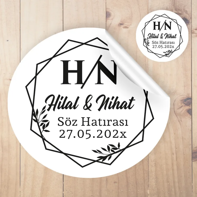 Yuvarlak Etiket 191 - Söz, Nişan, Düğün Tasarım Sticker