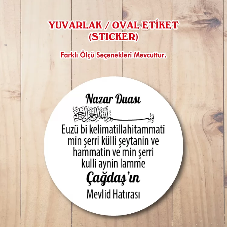 Yuvarlak Etiket 204 - Nazar Duası