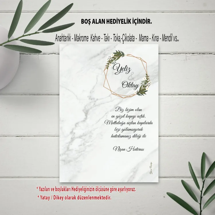 Hediyelik Kartı 0004 - Düğün, Nişan, Söz Anahtarlık Kartı