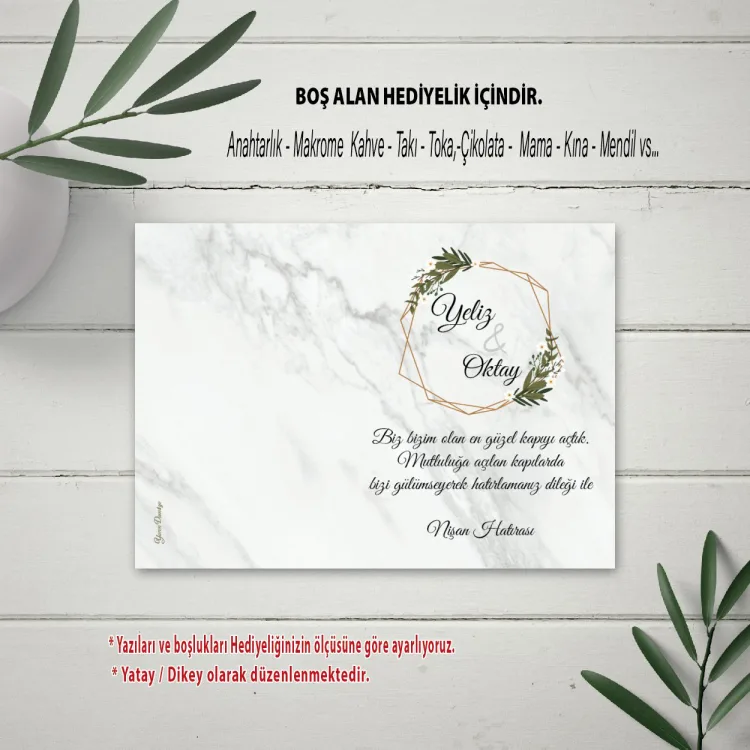 Hediyelik Kartı 0004 - Düğün, Nişan, Söz Anahtarlık Kartı - Detay Görseli 2