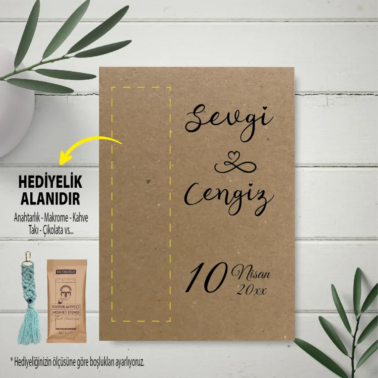 Hediyelik Kartı 0028 - Kraft Makrome Anahtarlık Hediyelik Kartı