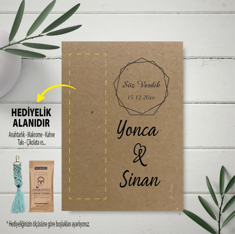 Hediyelik Kartı 0030 - Kraft Nişan Anahtarlık Kartı