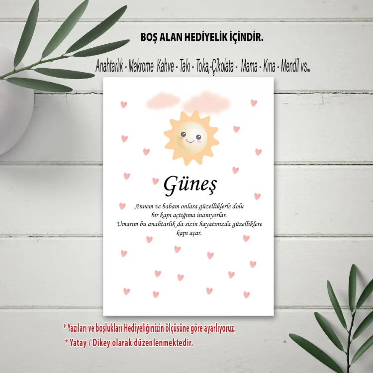 Hediyelik Kartı 0039 - Güneş Temalı Hediyelik Kart - Detay Görseli 1