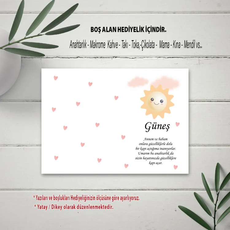 Hediyelik Kartı 0039 - Güneş Temalı Hediyelik Kart - Detay Görseli 2