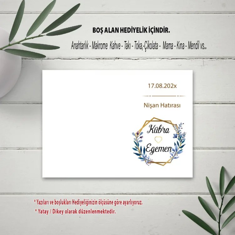 Hediyelik Kartı 0041 - Mavi Çiçekli Makrome Anahtarlık Kartı - Detay Görseli 2