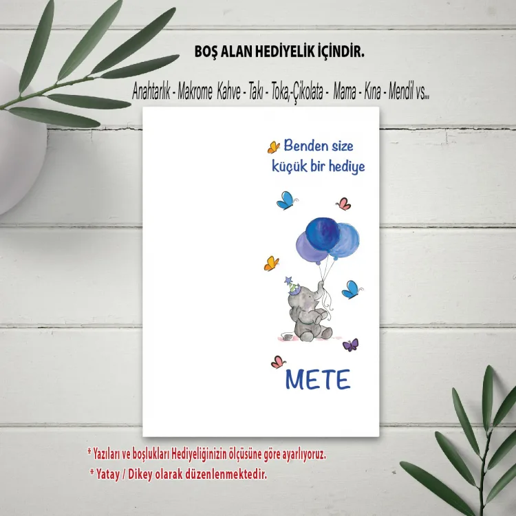 Hediyelik Kartı 0043 - Sevimli Fil Temalı Kartlar