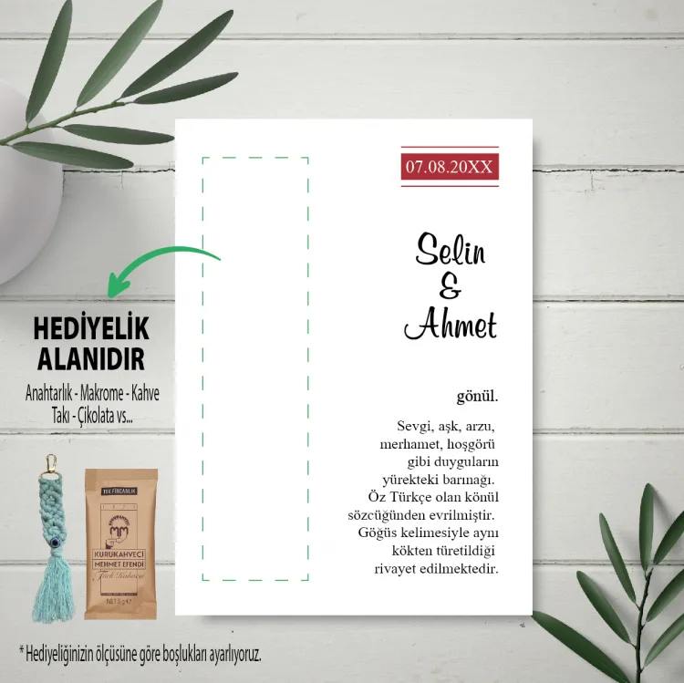Hediyelik Kartı 0046 - Düğün, Nişan, Söz Anahtarlık Kartı