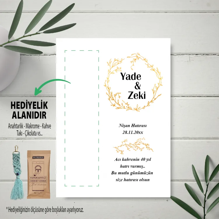 Hediyelik Kartı 0047 - Gold Yapraklı Anahtarlık Kartı