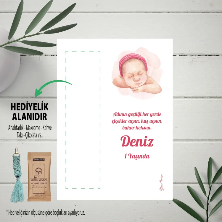 Hediyelik Kartı 0061 - Yenidoğan Kız Bebek Hediyelik Kart