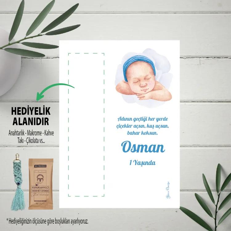 Hediyelik Kartı 0062 - Yenidoğan Erkek Bebek Hediyelik Kart